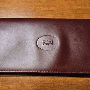 Vintage burgundy Cartier long Wallet With Card Slots